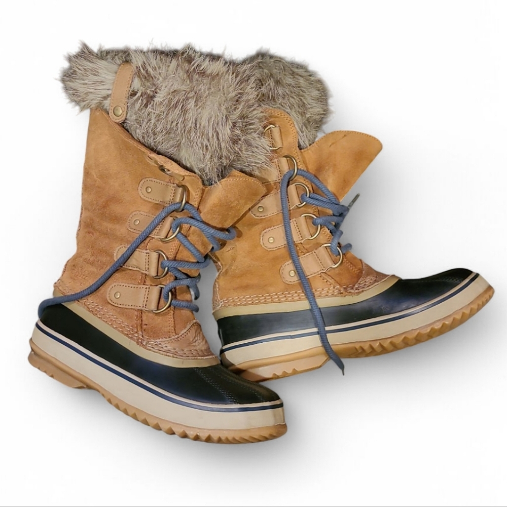 Women's Sorel Joan Of Arc Suede & Leather Winter Boots With Fur Trim 6.5 - Picture 7 of 16